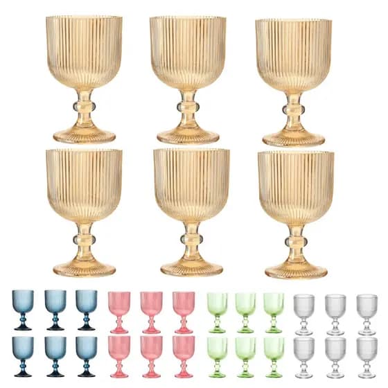 Jogo de Taças Graffiato/Versalhes C/ 6 Peças Vidro Água Vinho / 390ml Kehome