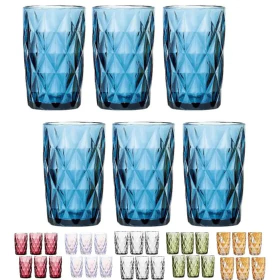Jogo de Copos De Vidro Diamond 350ml Drink Agua Suco Mesa Posta - KEHOME