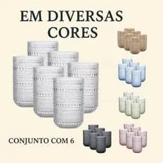 Conjunto Jogo 6 Copos Vidro Perola de Luxo Altos 460ml Drink Agua Suco Mesa Posta - Lanty