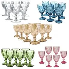 Jogos de Taças Vidro Diamond ou Bico de Jaca Com 6 Peças 260ml, 320ml ou 340ml