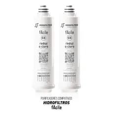 1 ou 2 Refis C3 Original Purificador de Água Hidrofiltros Facile Reduz Cloro e Impurezas da Agua