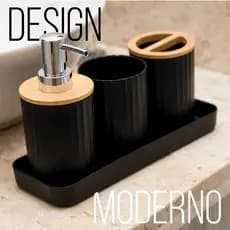 Kit Banheiro 4 Peças Porta Escova de Dente Porta sabonete Liquido Banheiro Porta Escova e Bandeja
