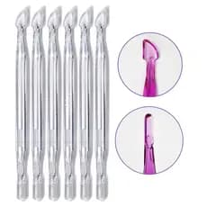 Kit 6 Espátula Transparente Ponta Dupla Acrílico Manicure