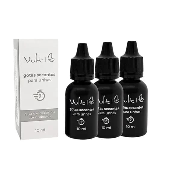 Kit 3un Gotas Secantes Para Unhas Seca em 2min Vult 10ml