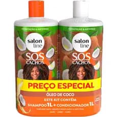 Kit Shampoo + Cond SOS Cachos Coco Salon Line 1 Litro