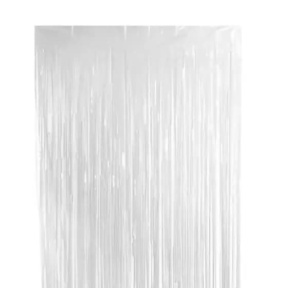 Cortina Metalizada Decoração Branca 100x200cm - 01 unid