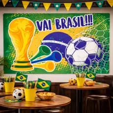 Painel TNT Decorativo Vai Brasil Copa Do Mundo 1,40x1,03m