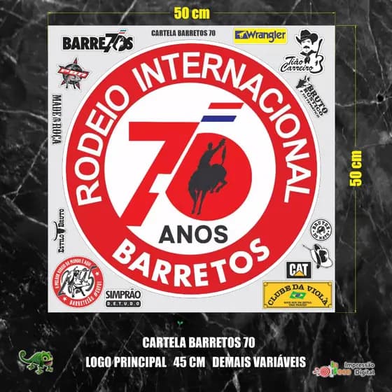 Adesivo Barretos Novo Barretesão 50x50cm cartela com varios  carro, moto, bite  terere, rodeio,