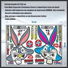 Adesivo Grande Coelho Bravo para Moto Capacete Paralama  P16