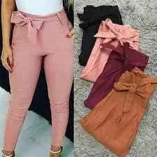 Calça Bengaline Trabalho Rose Feminina Moda Clochard Skinny Linda Pronta Entrega