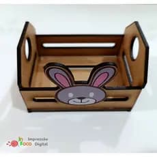 Kit 10 Pç Cesta Cestinha Caixote Bandeja Coelho Pascoa Mdf
