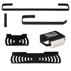 Kit Acessórios Para Banheiro Preto 7 Peças Elegance