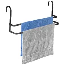 Suporte Toalha Duplo Sem Furo Porta Toalheiro Box Preto Fosco 60cm Banheiro Promoção
