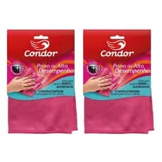 Pano Microfibra Limpa Vidros Rosa 40x30cm Kit C/ 2 Unidades - Condor