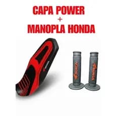 Kit Honda Capa de Banco Para Moto Personalizada + Manopla Personalizada