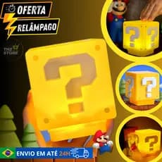 Luminária Para Quarto Super Mario Bros Sem Fio Com Som Cubo Super Mario Abajur Cabeceira Mesa Bloco Gamer