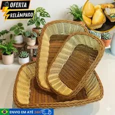 Kit 3 Cestas Cesto de Pão e Frutas Fruteira Multiuso Café da Manhã Bandeja Decoração Mesa Posta P/M/G