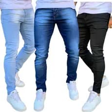 Calça Jeans Masculina Kit Com 3 Slim Lycra C/ Elastano Mt Promoção