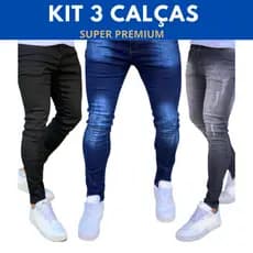 Kit 3 Calça Jeans Masculina Skinny Elastano Lycra Premium