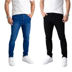 Kit 2 Calças Denim Masculinas com Elastano Modelagem Slim Fit Casual Confortável Básica