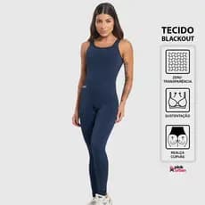 Macacão Fitness Feminino Costa Nua Decote em V Alça Grossa Balance Blackout Zero Transparência