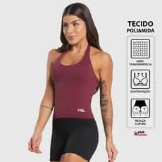 Regata Fitness Feminino Frente Única Sustentação Costa Nua Blusa Poliamida Básica Camiseta Academia
