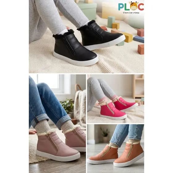 BOTA INFANTIL FORRADA DE PELÚCIA SUPER MACIA E CONFORTÁVEL