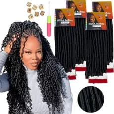 Kit 4 Pacotes Cabelo Nina Softex African Beauty + Agulha