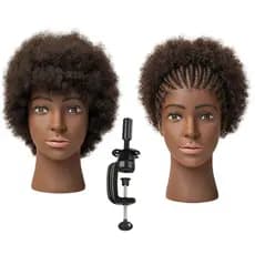 Cabeça De Treino Feminina Afro Cabelo 100% Humano Crespo + Suporte