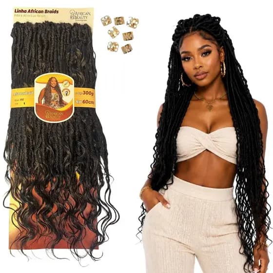 Cabelo Crochet Lux Braid Sinténtico African Beauty Alê 300g Crochet Braid + anéis