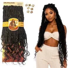 Cabelo Crochet Lux Braid Sinténtico African Beauty Alê 300g Crochet Braid + anéis