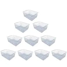Kit 10 Cestos Organizadores Multiuso Transparente 16x12x6Cm