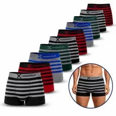 Kit com 5 ou 10 Cueca Boxer Listradas Microfibra Ultra Confortável Masculina Adulto Diversas Cores