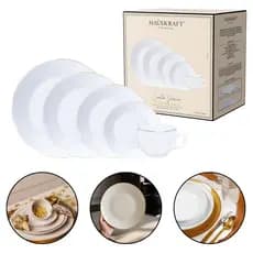 Aparelho de Jantar Opaline Catarina Com Borda Dourada Fio de Ouro 20 Peças Hauskraft Premium