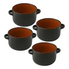 Conjunto 4 Mini Cocottes Panelinha Com Alça Cerâmica Forno 310ml