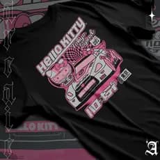 Camiseta Basica Algodao Hello Kitty Tokyo Speed Car Style Adulto ao Plus Size Moda Onephills!