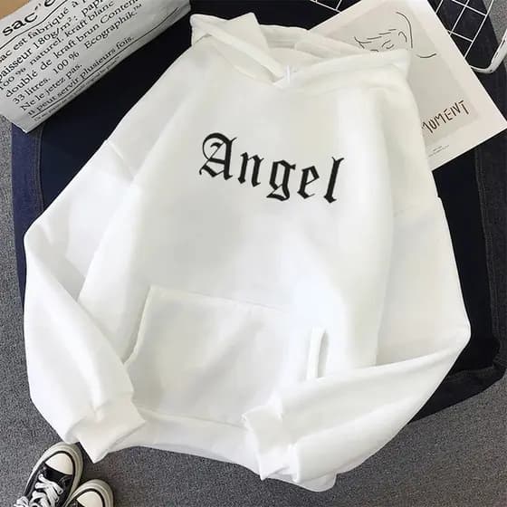 Moletom Feminino Angel Moletom Com bolso e Capuz Feminino Moletom Fofo