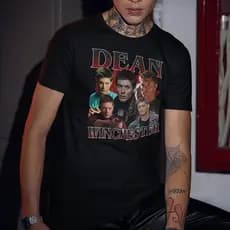 Camiseta Dean Winchester Algodão Unissex Sobrenatural Serie 02 03