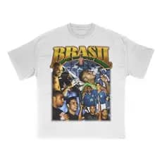 Camiseta Vintage Seleção Brasil Fut 2006 Graphic Tee Algodão 02 03