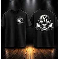 Camiseta Palhaço Ying Yang Psicodélico Sorriso Frente e Verso  Camiseta Adulto ao Plus Moda One!