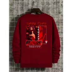 Moletom Gola Redonda Blusa de Frio Flanelado Anime Naruto Itachi Uchiha Moletom Gola Careca Lançamento Vermelho
