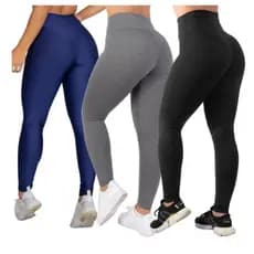 Calça Leg Legging Suplex Academia Preta, Cinza e Azul