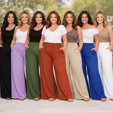 Calça Pantalona Plus Size Duna Feminina Com Elástico Na Cintura Costura Reforçada