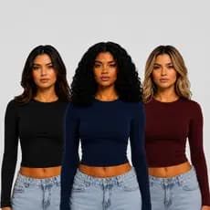 Blusa Blusinha Feminina de Manga Longa Casual Meia Estação Varias Cores