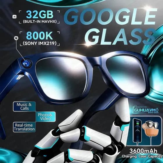 2026 800K HD AI Óculos Inteligentes Masculino 32GB Gravação De Fotos Vídeos 3600mAh Power Bank Tradução Em Tempo Real Le