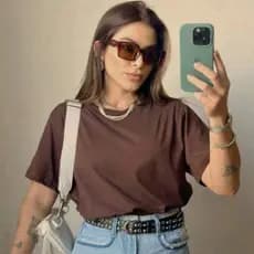 camiseta feminina marrom, tshirt marrom, blusa marrom feminina,tshirt marrom lisa 100%algodão.