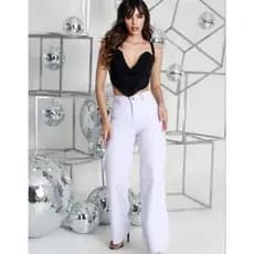 calça wide leg branca, calça jeans branca, calça feminina branca.