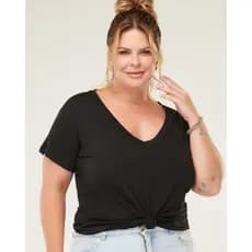 T-shirt camiseta feminina plus size, blusinha plus size preta, blusa plus size feminina.