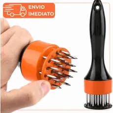 Amaciador Batedor De Carne Bife Com Furador Manual Aço Inox TopChef Cozinha
