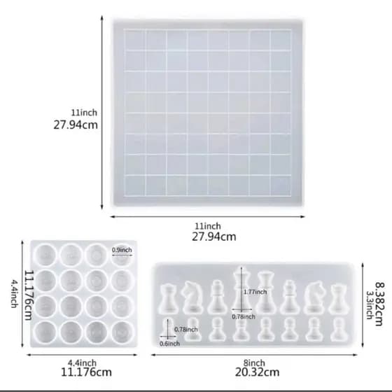 Molde Silicone Peças Tabuleiro Dama Xadrez para Resina